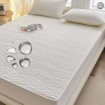 1pc Waterproof Thick Mattress Protector New Floral Fitted Sheet Single Double Full Size King Size Mattress Cover 90/135/160/200