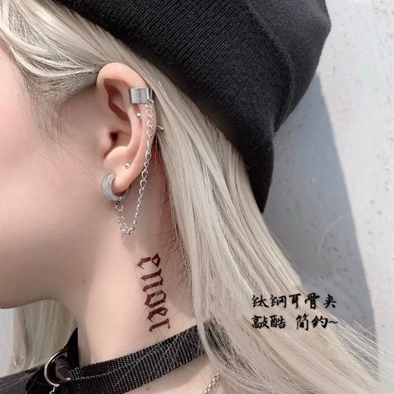 Punk Cross Clip Cross Earrings Men Cuff With Tassel Pendant Exaggerated One  Piece Piercing Jewelry For Girls And Women From Kittyshaw2019, $0.65