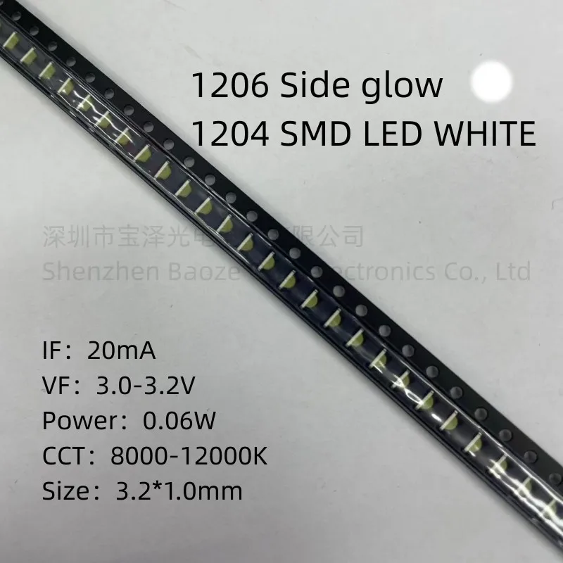 1204 Smd Led Bianco 3.2*1.0Mm Perline Per Lampade Di Alta Qualità Ad Alta Luminosità 1206 Luminescenza Laterale