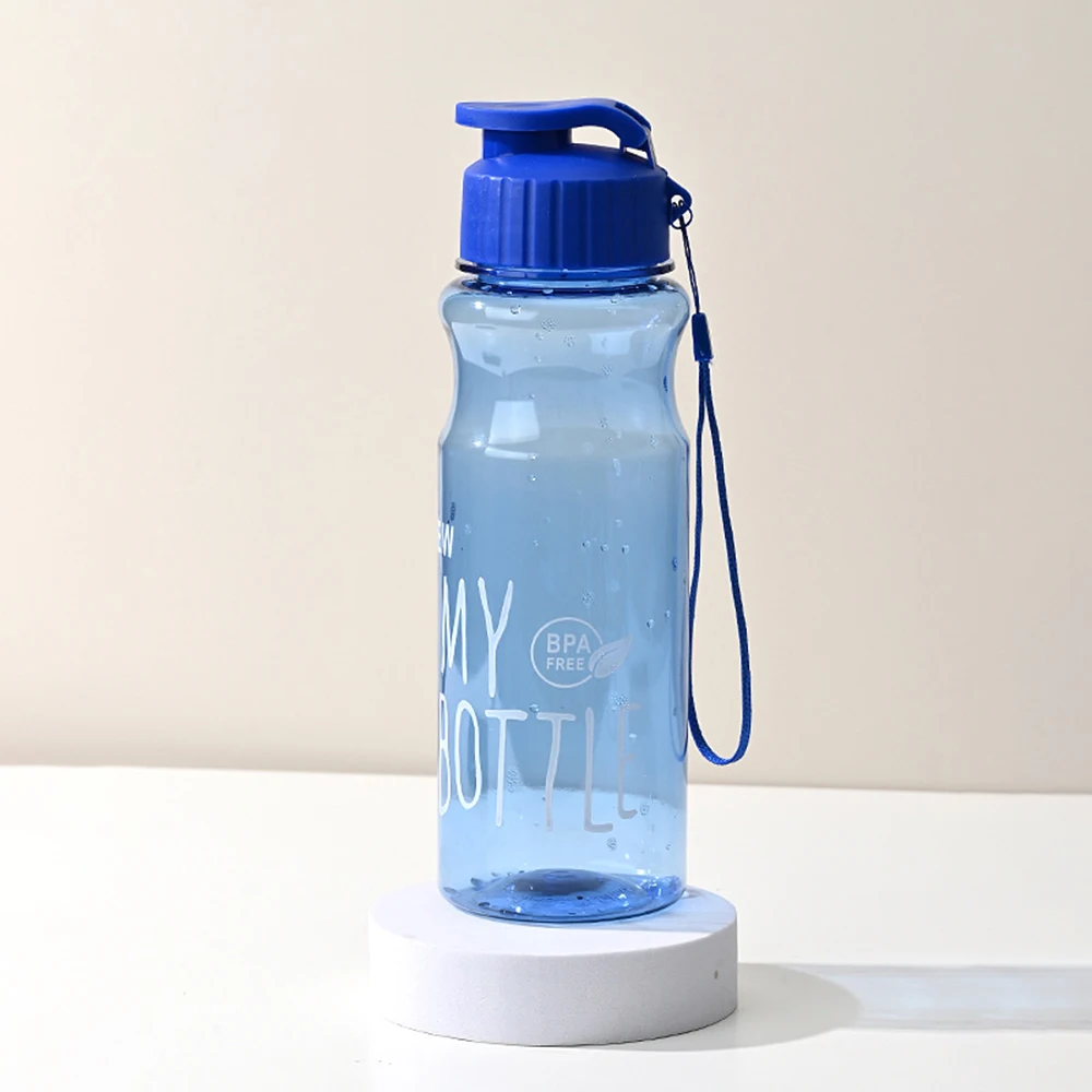 550ml Portable Plastic Water Bottle Transparent Clamshell With Rope Design for Fitness Office Outdoor