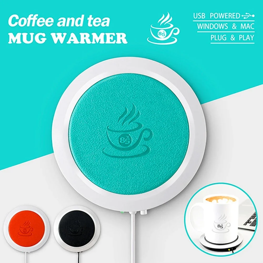 USB Thermal Heater Coffee Mug Cup Warmer PU Leather Heating Warm Mat Office Constant Temperature Coaster