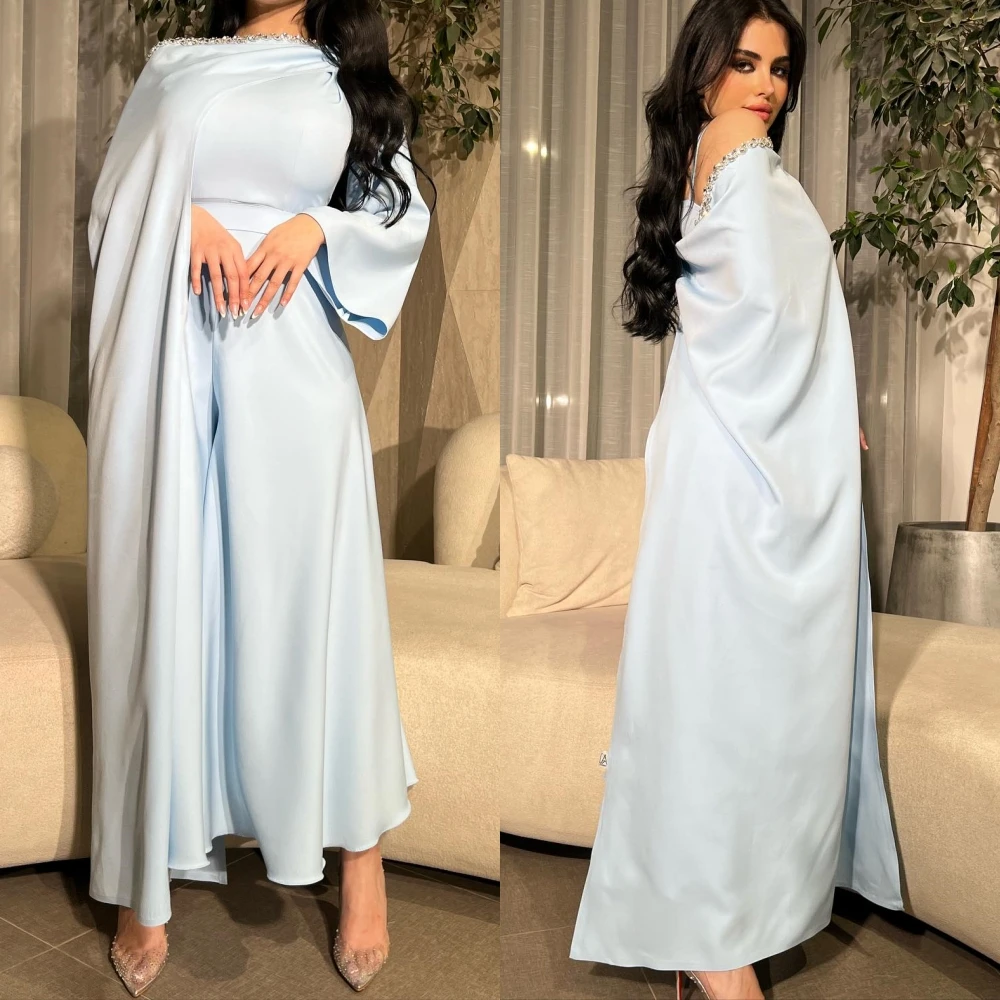 Prom Dress Saudi Arabia Satin Beading Pleat Cocktail Party A-line One-shoulder Bespoke Occasion Dresses Ankle-Length