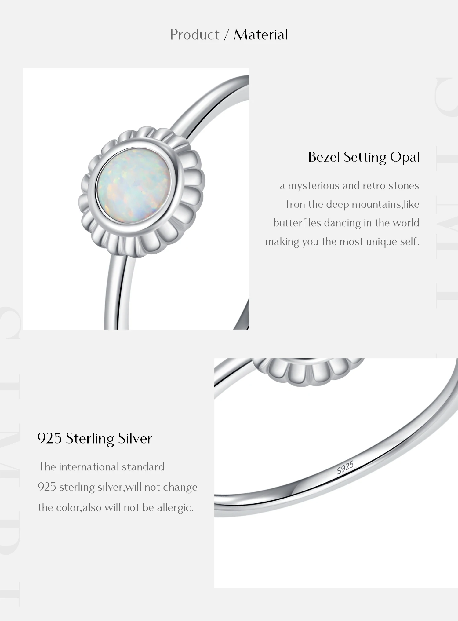 MODIAN 925 Sterling Silver Vintage Sunflower Delicate Opal Trendy Ring For Women White Gold Plated Stackable Fine Jewelry Gift MODIAN 925 Sterling Silver Vintage Sunflower Delicate Opal Trendy Ring For Women White Gold Plated Stackable Fine Jewelry Gift