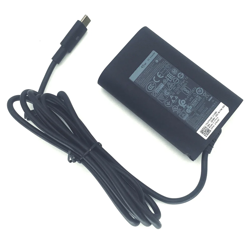  20V 2.25A 45W USB 타입 C AC 어댑터 (델 XPS 13 9300 9310 2 in 1 9315 2 in 1 노트북 충전기 DA45NM170 호환)