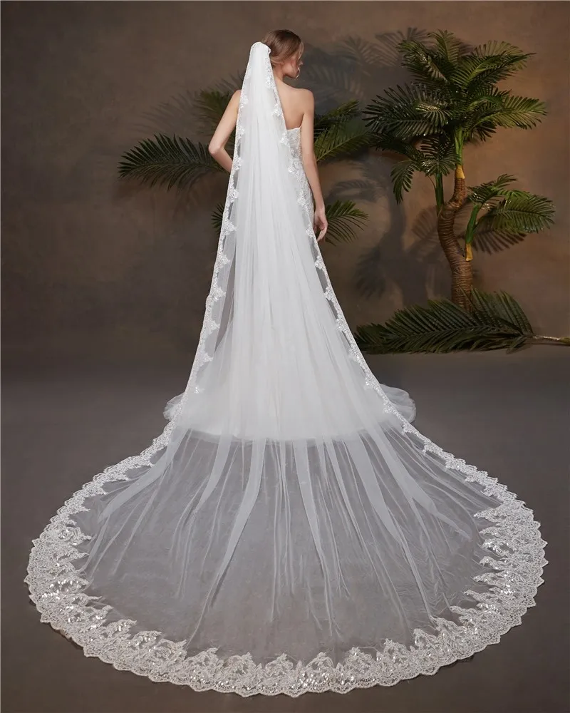 

New Arrival White Ivory Cathedral Wedding veils Bridal veils Bride wedding accessoires de mariage Vestido de noiva voile boda