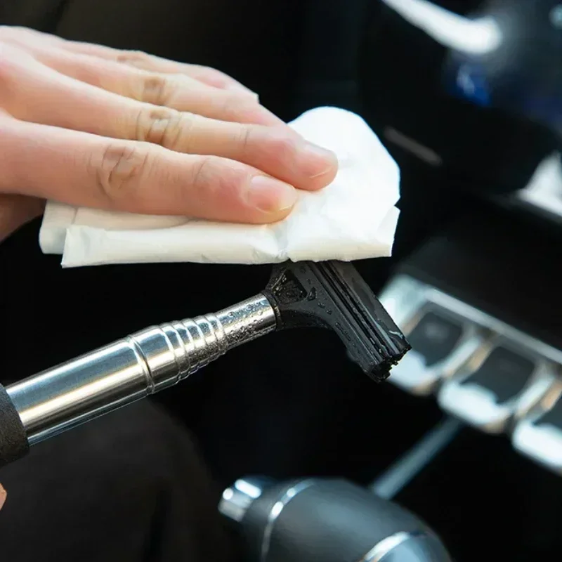 Telescopic Rearview Mirror Retractable Double-side Rod Window Cleaner Squeegee Wiper Brush Glass Cleaning Tool Car Accesories