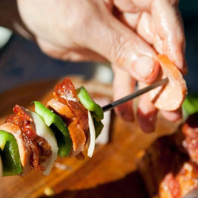 20 Db Rozsdamentes Acél Lúd Farok Tű Hús Húr Nyárs Fém Kabob Yakitori Grill Zöldségek - Image 3