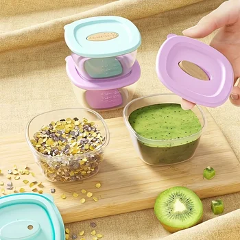 4Pcs Food Storage Box, Square Reusable Sealing Food Container with Lid, Perfect for Kitchen Storage & Sealed of Baby Food