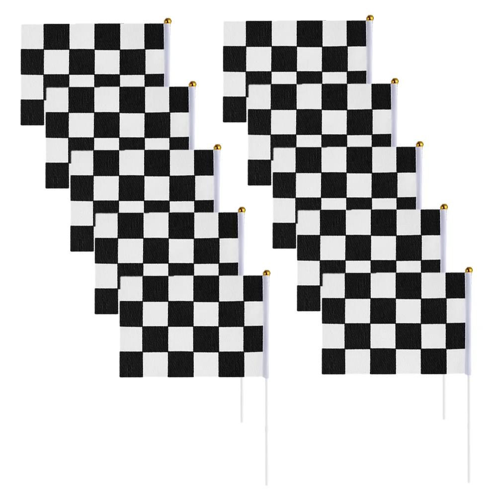 10pcs Sports Events Flag Checkered Race Flag Match Party Waving Flag for Cheer