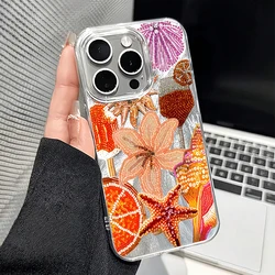 Embroidered Palm Tree & Lobster Pattern Phone Case Cover - iPhone 12 (1)