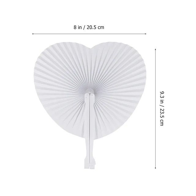 48 Fehér Papír Ventilátor Összecsukható Szívventilátorok Üres Kézi Harmonika Strandgolyók Ömlesztett Nyári Hűtőszerszám Diy Kézműves Partira - Image 6