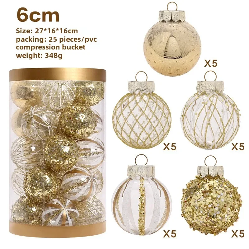 25Pcs 6CM Christmas Balls Big Ball Christmas Tree Pendant Ornaments for Party Decor 2025 New Year Navidad Gifts Accessory LIJIAO