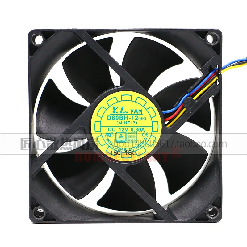 Radiator Cooler Fan For YL D80BH-12(HH) 8CM 80*80*25MM 8025 12V 0.30A 0.18A PWM Hydraulic Temperature Control Master PC Cooling