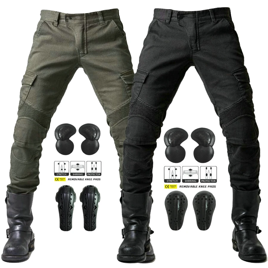 

2024 New Motorcycle Black Men Jeans Upgrade Extension Protector Detachable Racing Road Rider Four Seasons Casual Fashion Pants