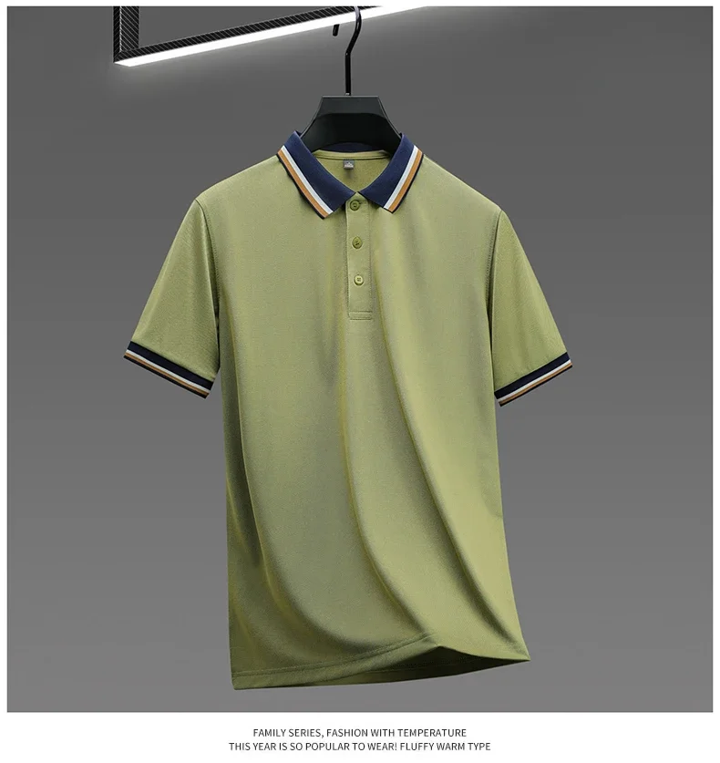 2025 Fashionable Men's Short Sleeved Polo Shirt with Summer Collar and Striped Design, Boutique Top, Casual Business T-shirt 22 Sd54f0ed57e574777a0db1b1112a78216V