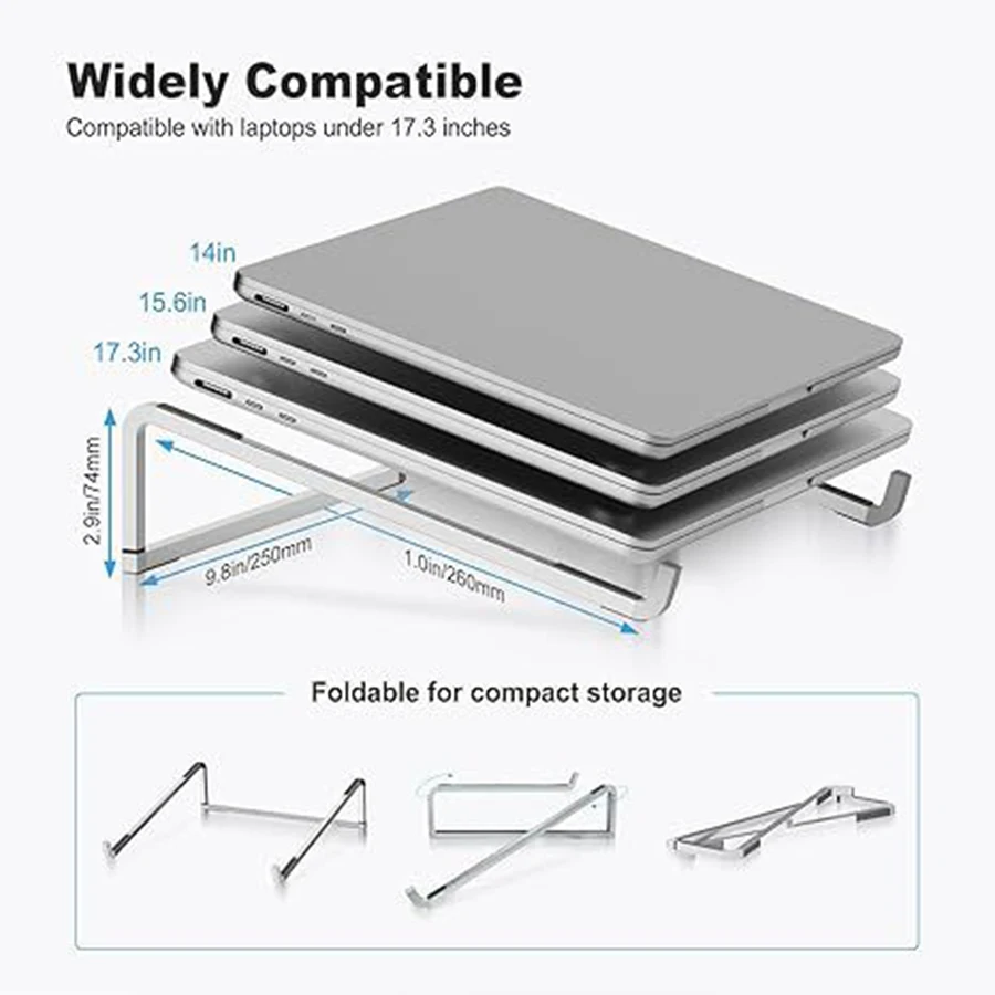 Adjustable Aluminum Laptop Stand with Heat Dissipation for Notebooks, Tablets, and PCs
