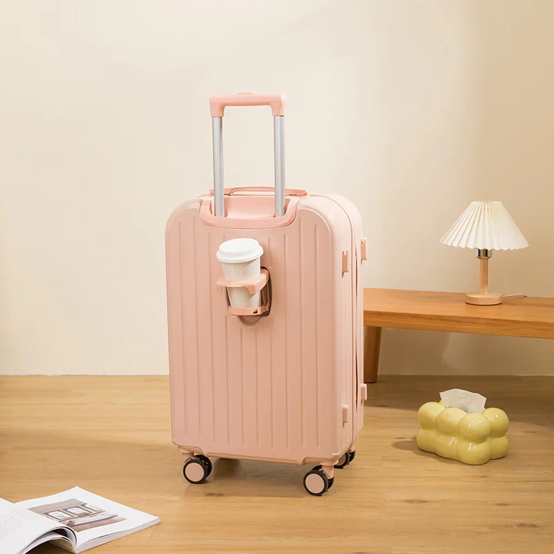PLUENLI Luggage Case Women Universal Wheel Wearproof Trolley Case Large Capacity Size Password Cup Men Travel Boarding Suitcase