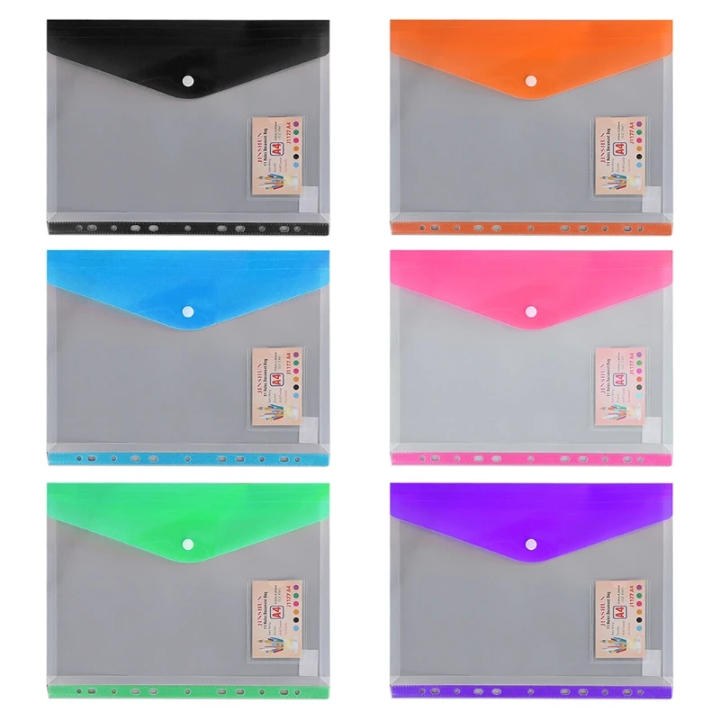 

12 Pcs/Pack Binder Pockets 11 Holes Button Lock Binder Folders for Ring Binder