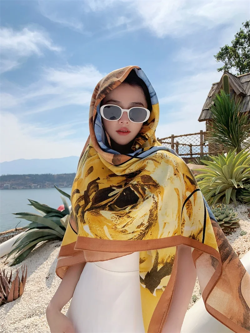 HEIßER 130x130 cm große Samt Textur Squar Reise Schal Strand Kleid Bikini Sarong Wrap Frauen Brasilianische Badeanzug baden Abdeckung-ups – Detail 9