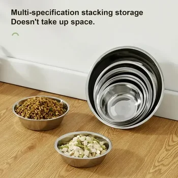 Stainless Steel Pet Bowl Open Design Rust-Resistant Smooth Surface Pet Dish Pet Water Food Bowl Metal Feeder Bowl Cat Bowls 1