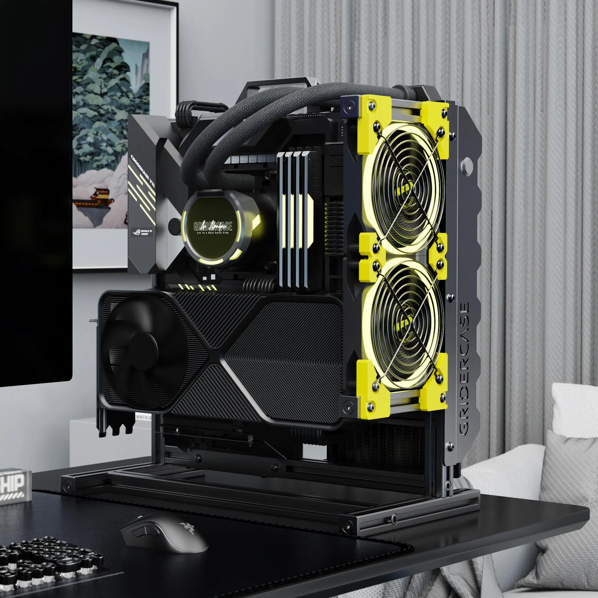 알파 V1.0 오픈 섀시 ATX 케이스 알루미늄 오픈 프레임 케이스 ATX/M-ATX/ITX 메인보드 지원 240 수냉 쿨러 게이밍 캐비닛