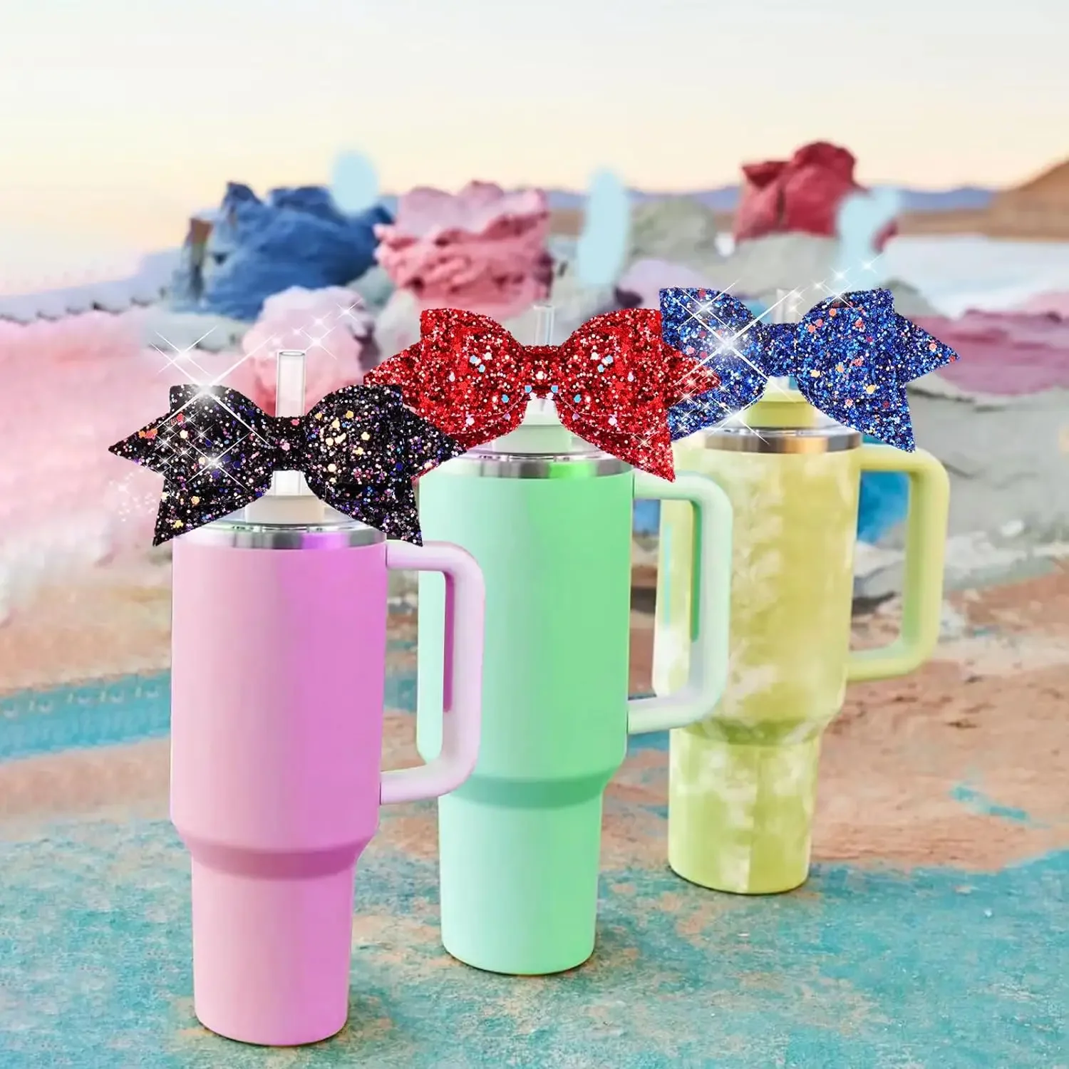 Water Bottle Handle With Letter Charms & Straw Covers – Stanley Cup Accessories, Personalized Tumbler Strap - View #7