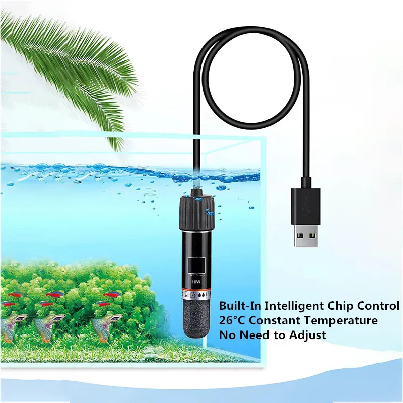 

Погружной мини-нагреватель для аквариума, USB нагревательный элемент для маленького аквариума с постоянной температурой 26 градусов, 10 Вт