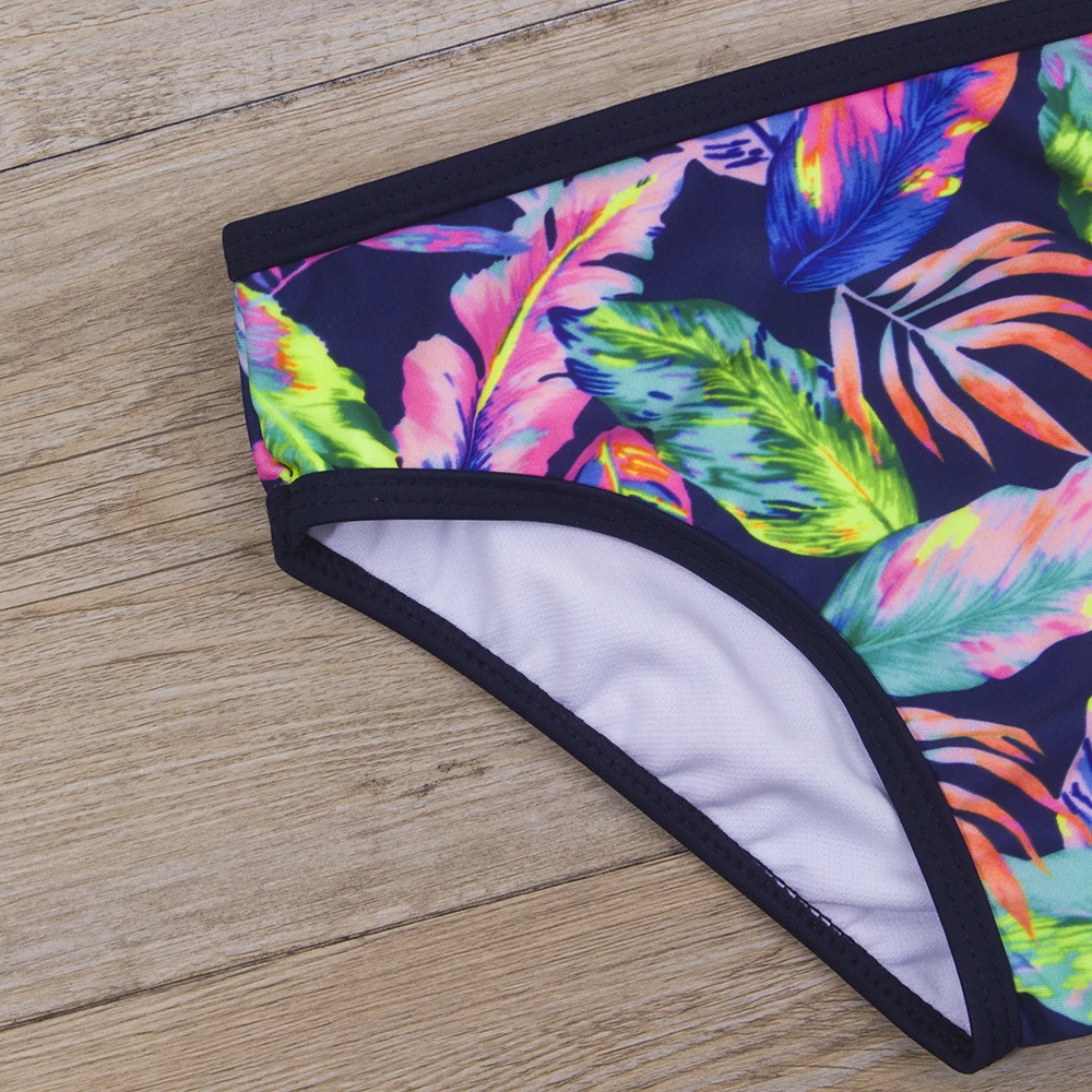 7-14 Years Girls Swimsuit Print Bandage Summer Beach Bikini Set