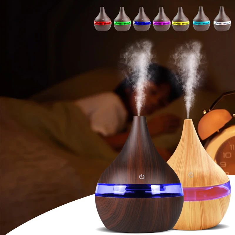 

Creative Vase Humidifier Night Light Wood Grain USB Colorful Ambient Lamp Office Air Humidifier Ultrasonic Mute Purifier