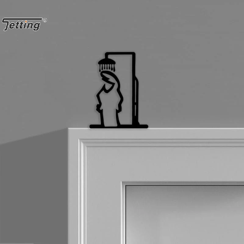Minimalist Black Metal Shower Wall Art - Rustic Bathroom Door Topper Décor