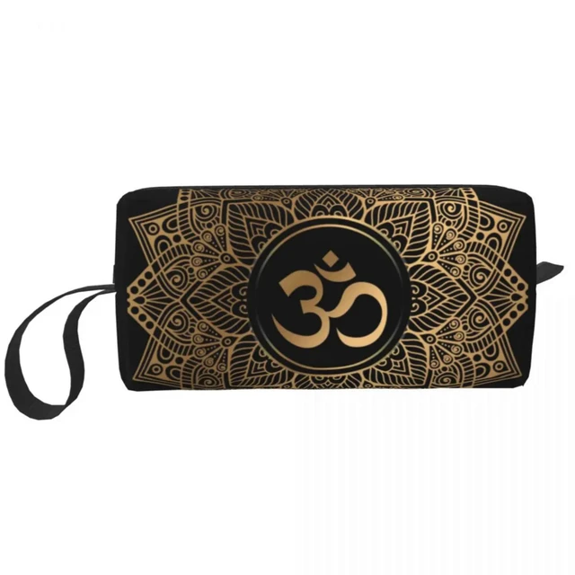 Toiletry Bag Cute Gold Golden Mandala Om Yoga Aum Ohm Henna Makeup Cosmetic  Organizer for Women Beauty Storage Dopp Kit Box - AliExpress