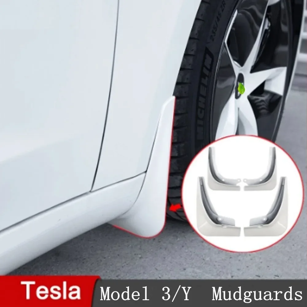 BASENOR 2017-2023 Tesla Model 3 Mud Flaps Splash Guards Fenders No Drilling No Tape Mudflaps All Weather Protector Mudguards For Model 3 Exterior Accessories (Set Of 4