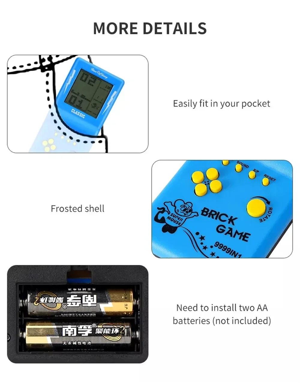 3,5 "Spielkonsole Für Tetris Konsole Retro Handheld Spiel Spieler Mini kinder Nostalgische Tasche Spiele Maschine Kinder Puzzle spielzeug – Detail 15