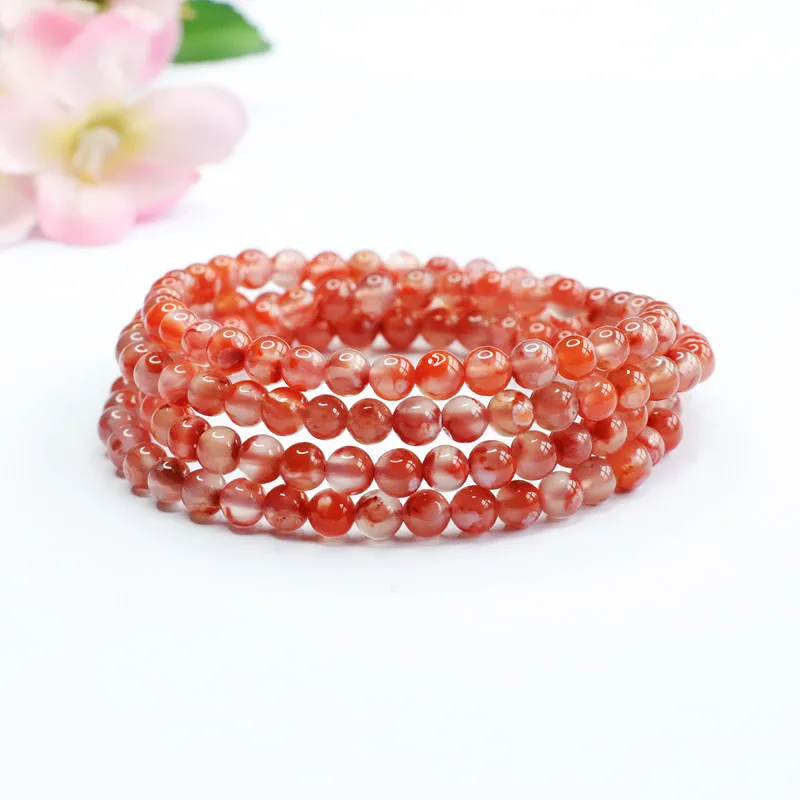 

Natural South Red Agate Bracelet Flame Pattern Bracelet Jewelry Multi-Circles Three Circles