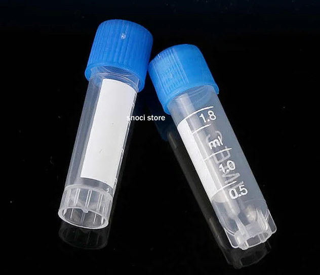 100Pcs Plastic Test Tubes Freezing Tube Vials Sample Craft Screw Cap Bottles for Office School Chemistry Supplies 1~15ml