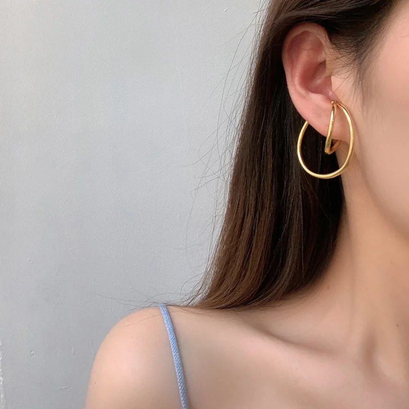 Women&Men hoop earrings ear clip earrings clip earrings ear accessories Double Hooping Ear Cuff Irregular Curve Clip Cartilage Lobe Stacking No Piercing Dainty Earrings Fashion Gift