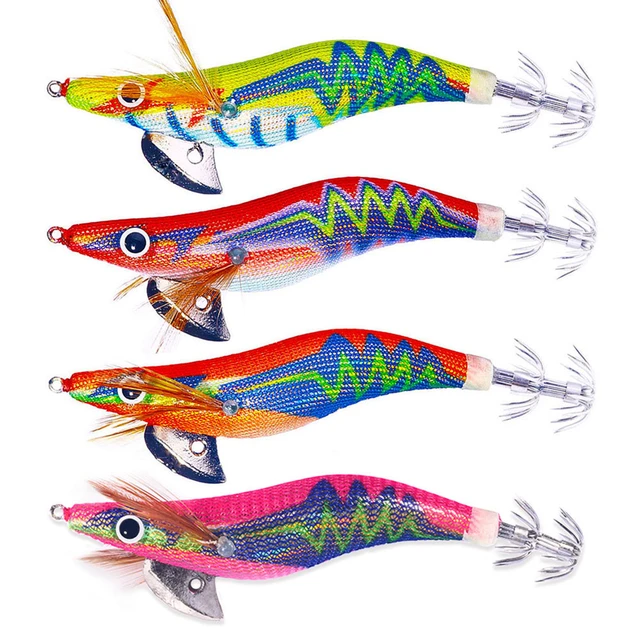 4pcs/lot Mix Color Squid Lure Hook Pesca Fish Hook Lifelike