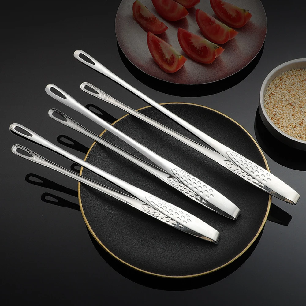 304 Stainless Steel Food Tongs 2Pcs Long Handle Non-Slip Barbecue Tongs Steak Kitchen Cooking Tools Kitchen Accessories food tongs