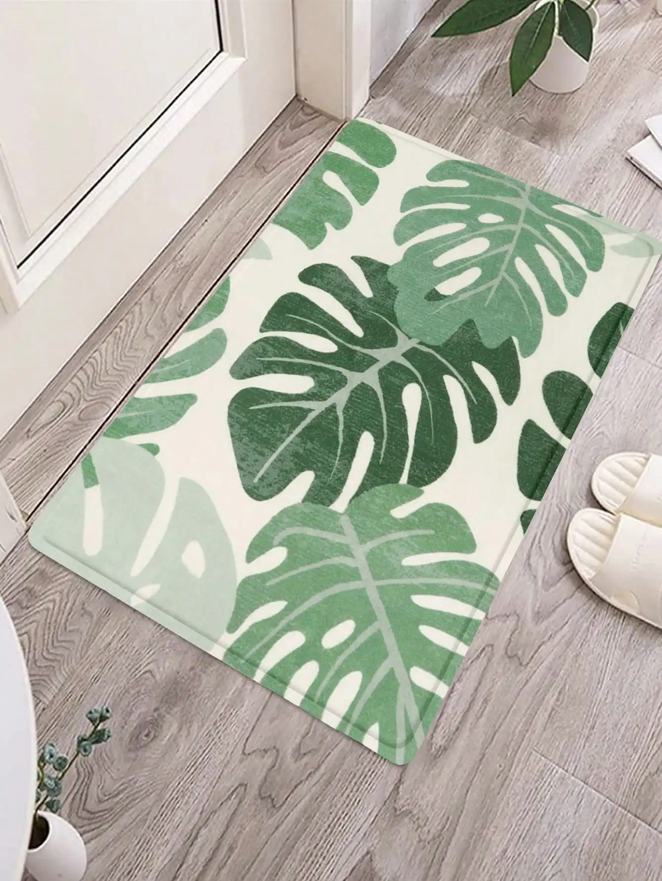 Description Picture 5 of item1pc Letter & Flower Pattern Rug Modern Floral Door Mat for Home Doormat  Anti-Slip Bohemian Bath Kitchen Garden Small Carpets