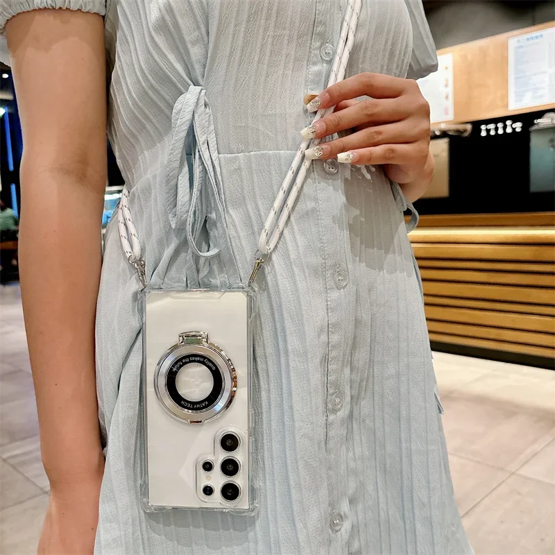 Crossbody Lanyard Magnetic Phone Case with Ring Cover