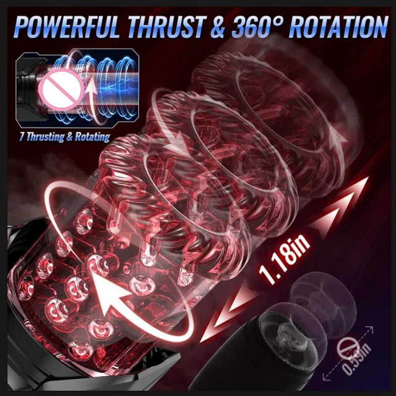 Male Masturbator APP LED Automatic Male Masturbator Cup 7 Sucking Rotating Licking Thrusting Modes Pocket Pussy Stroker Blowjob Sex Toys for Men