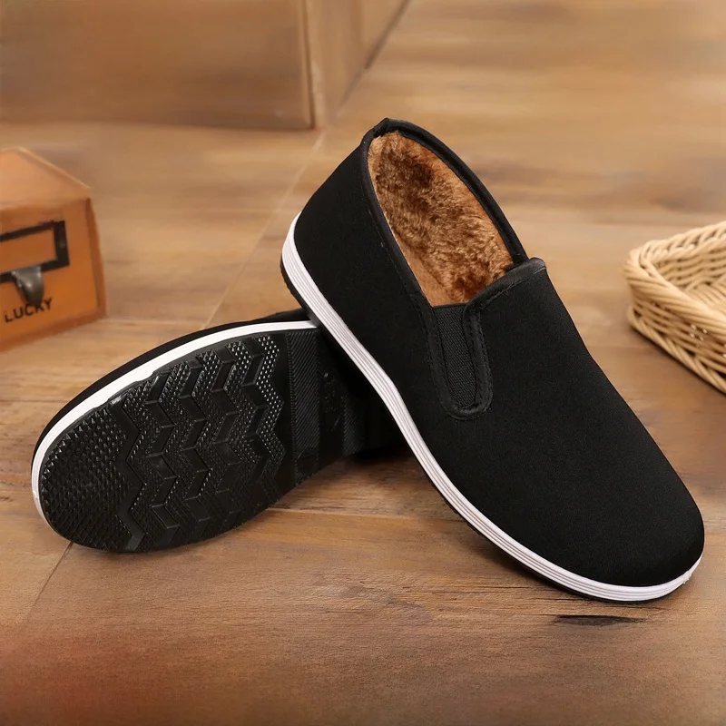 Ordinary black-soled cotton shoes [fleece-lined]