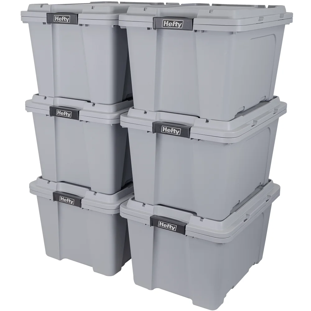 

18 Gal Max Pro Plastic Utility Storage Tote, Gray, 6 Pack Furniture Decoration Classical Elegance Home Storage Organization