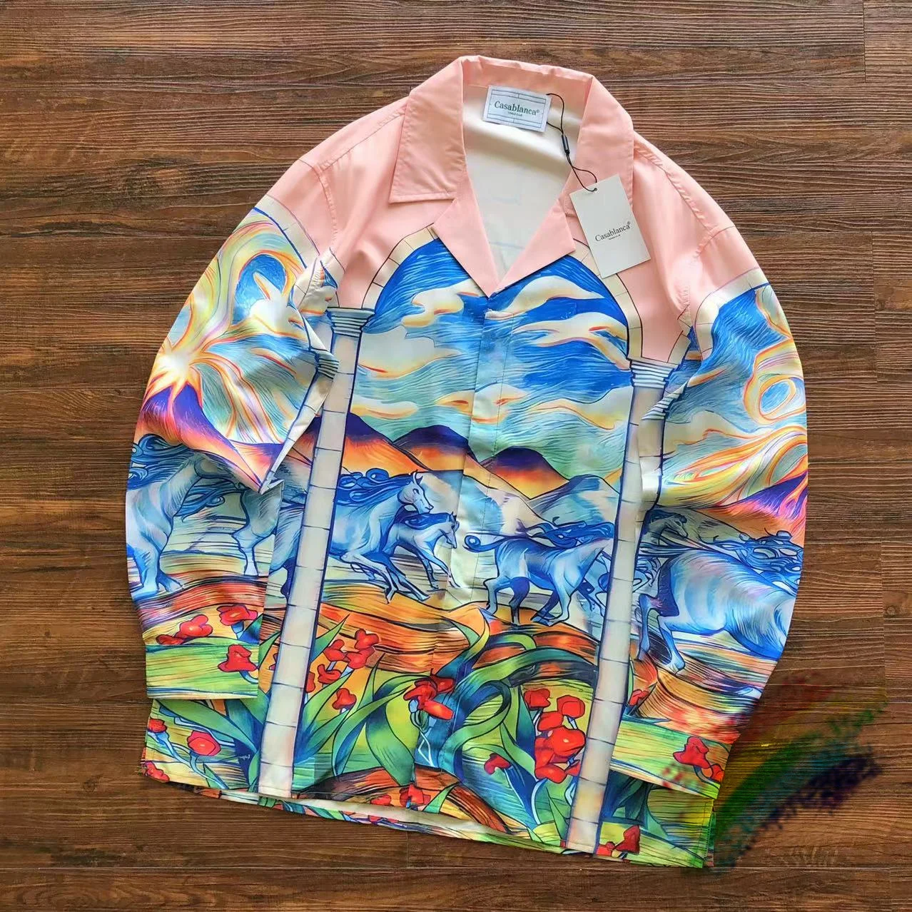 

Colorful Horse Print Casablanca Shirts Men Women Best Quality Long Sleeved Shirt Top Tees