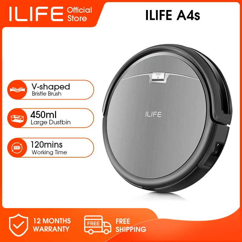 ILIFE A4s Robot Vacuum Cleaner , Carpet & Hard Floor Large Dustbin,Auto Recharge Household Tools,Applicance