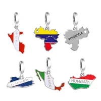 Fit Original Pan Charm Bracelet 925 Sterling Silver Love Country Red White Peru Flag Map Beads For Making Women Berloque 1