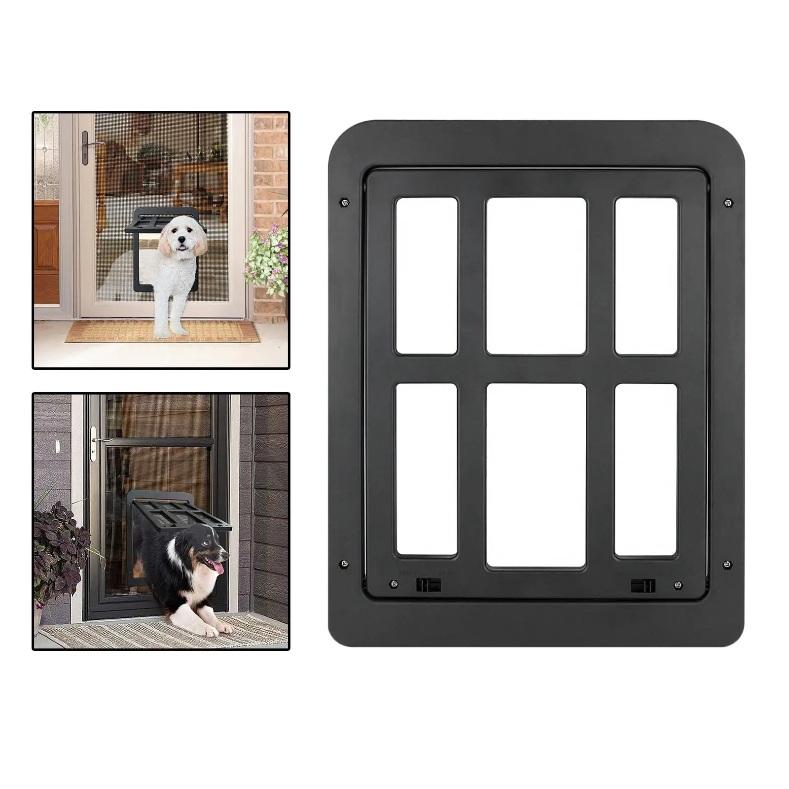 Dog Cat Flap Door for Sliding Glass Doors with 4 Way Locking Kitten Puppy Pet