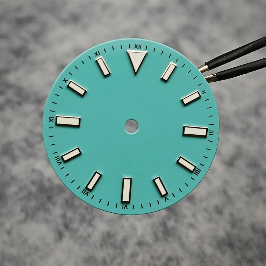 Enameled Watch Dial with Green Luminous Face - 28.5mm