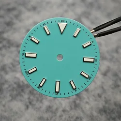 Enameled Watch Dial with Green Luminous Face - 28.5mm (Light blue)