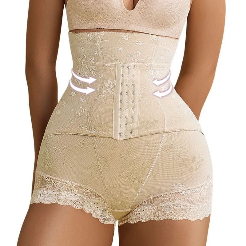 shapewear bodysuit Hot Corset Lace High Waist Abdominal Pants Women's Postpartum Breasted Body Post-Take Off Body Shaper Body Pants Underwear extreme tummy control shapewear